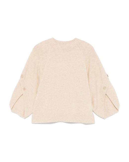 Max Mara Natural Cozy Short-Stitch Wool And Cashmere Sweater With Wide Raglan Sleeves