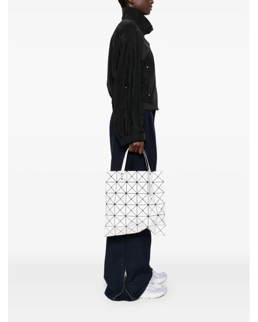 Issey Miyake White Geometric-Pattern Tote Bag