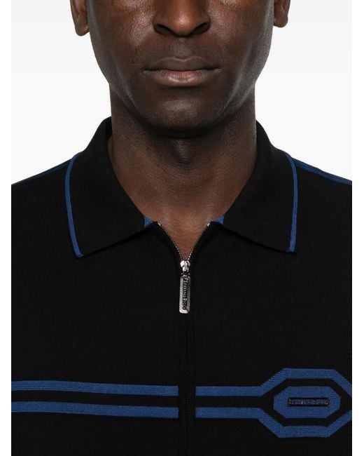 Stefano Ricci Black Zip-Fastening Short-Sleeve Cardigan for men