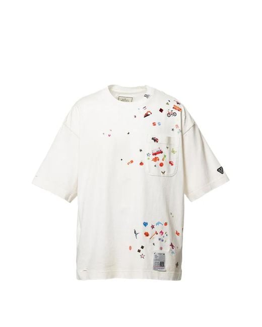 Maison Mihara Yasuhiro White T-Shirt Imprimé À Effet Usé for men