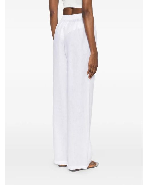 Riviera White Elasticated-Waistband Trousers