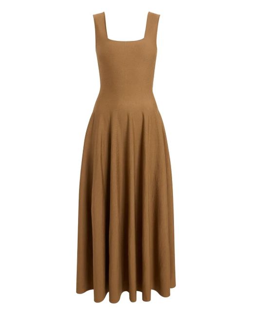 Khaite Brown Jodie Sleeveless Square-neck Dress