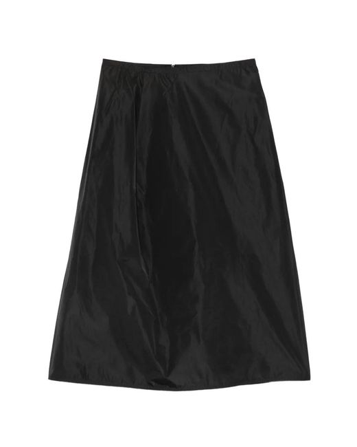 Sofie D'Hoore Black Pleated A-Line Midi Skirt
