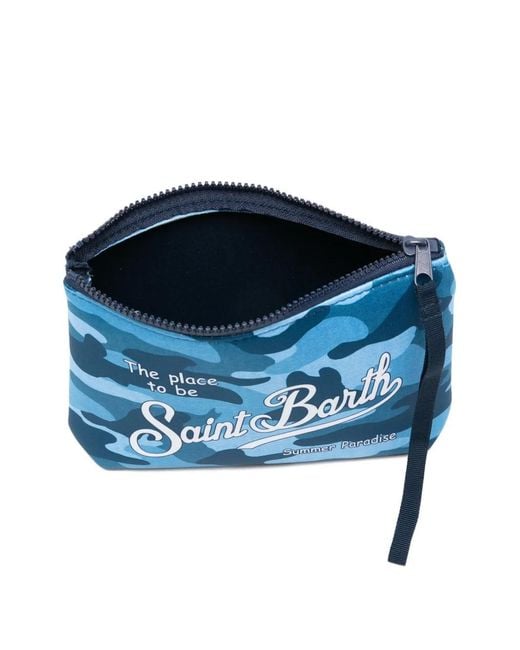 Mc2 Saint Barth Blue Aline Camouflage Zip Clutch Bag