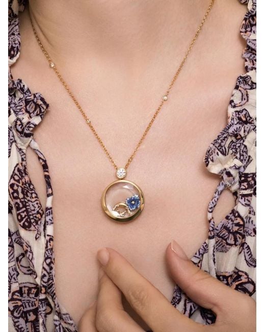 Loquet London Metallic Sapphire And Diamond Locket Necklace