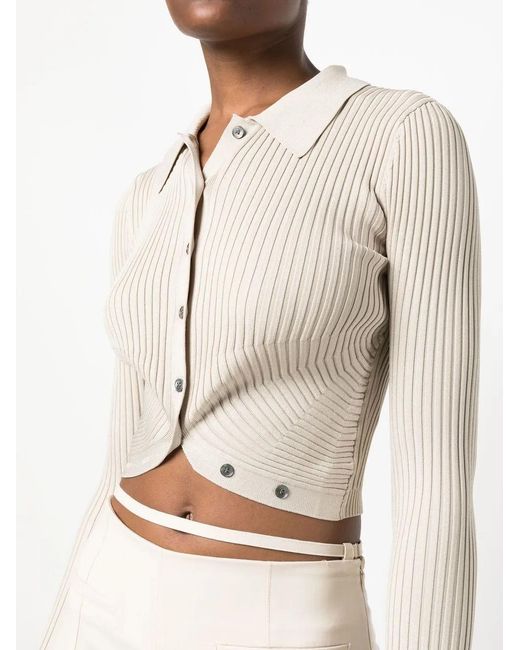 Jonathan Simkhai Natural Button-Up Ribbed Knitted Top