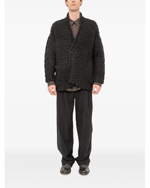 DEVOA Black Textured Cardigan for men