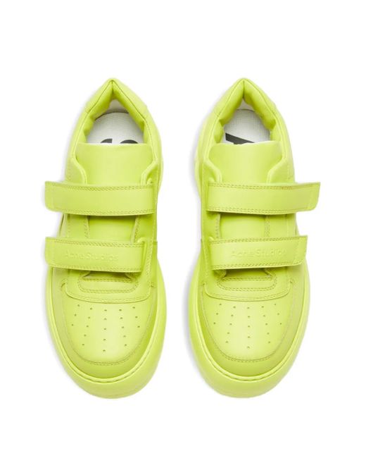 Acne Yellow Touch-Strap Platform Sneakers