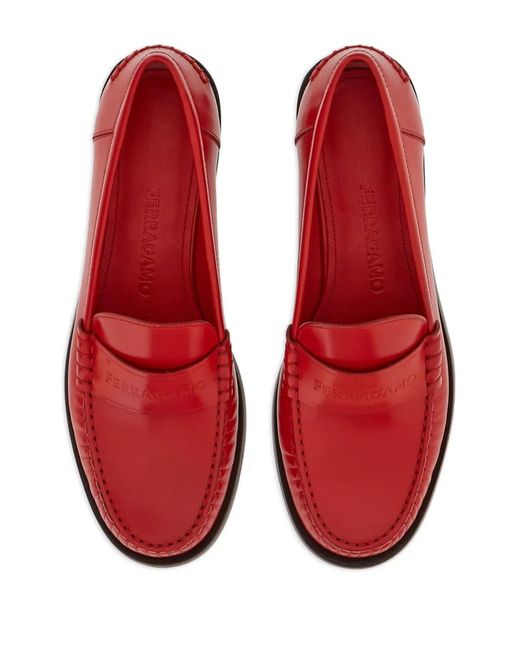 Ferragamo Red Ferragamo Irina Leather Moccasin
