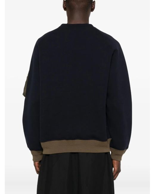 Sacai Black Panelled Zip-Fastening Sweater for men