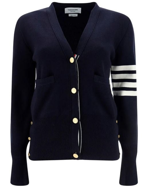 Thom Browne Blue Striped Sleeve Cardigan