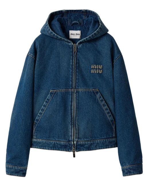 Miu Miu Jas Met Capuchon in het Blue