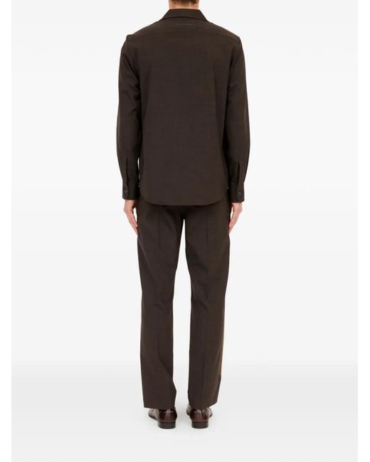 MM6 by Maison Margiela Brown Two-Tone Button-Down Patch-Pocket Shirt for men