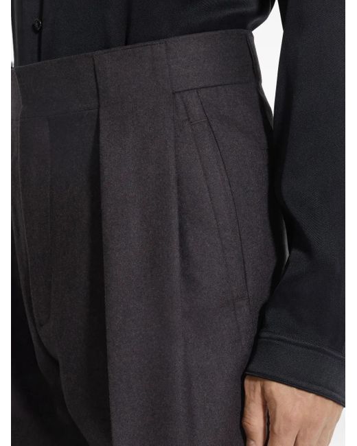 Zegna Black Pleated Wool Trousers for men