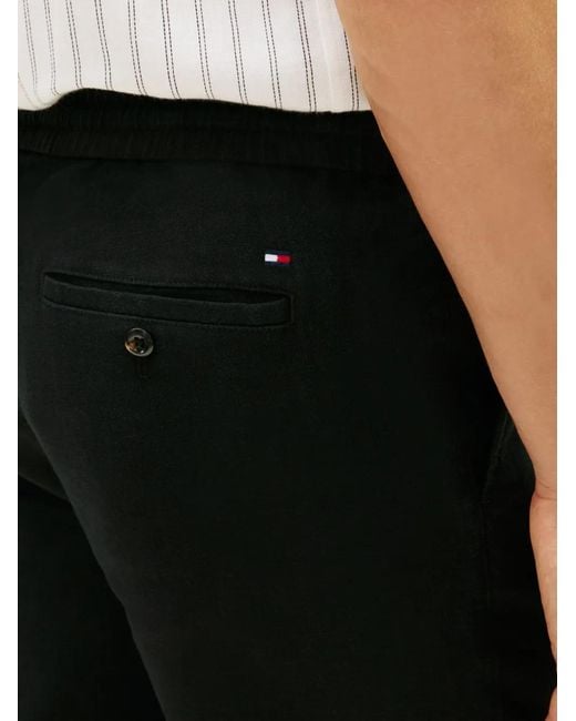 Tommy Hilfiger Black Drawstring Elasticated-Waist Trousers for men