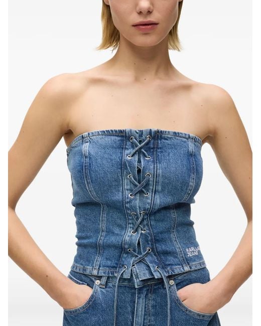 Karl Lagerfeld Blue Tie Top