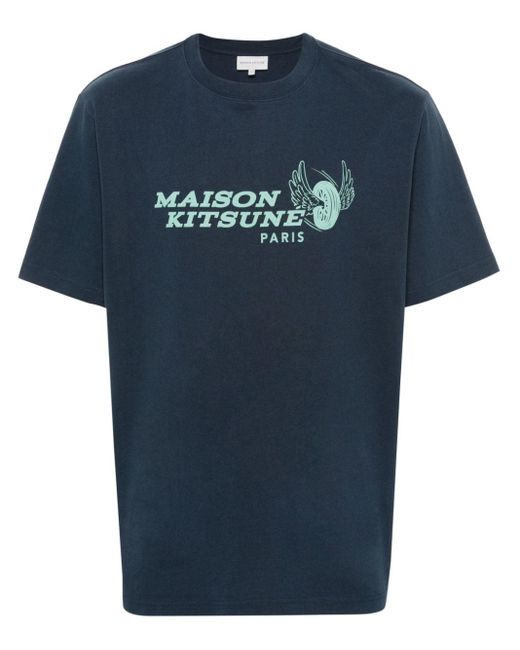 Maison Kitsuné Racing Wheels T-Shirt in Blue für Herren