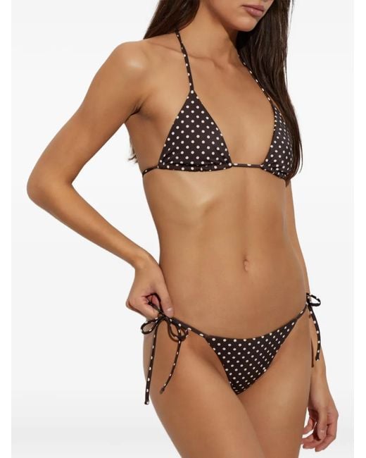 Matteau Brown Polka-Dot Triangle Bikini Top