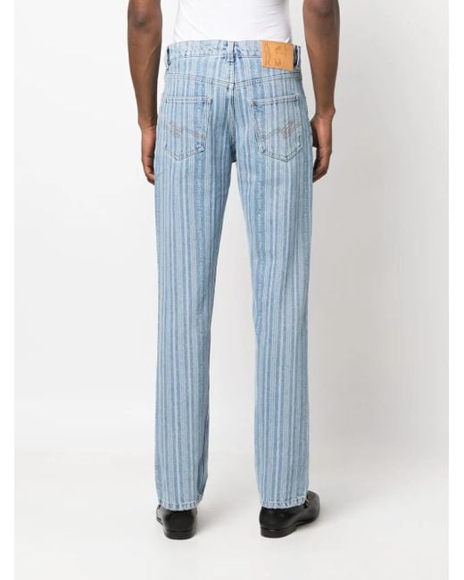 Martine Rose Blue Striped Straight-Leg Jeans for men