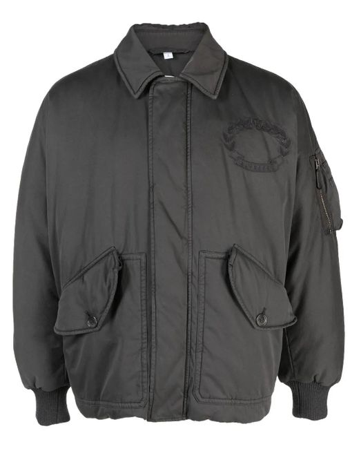 Burberry Gray Embroidered-Logo Bomber Jacket for men