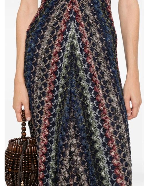 Missoni White Chevron-Knit V-Neck Dress