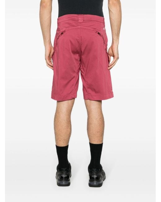 C P Company Red Stretch-cotton Cargo Shorts for men