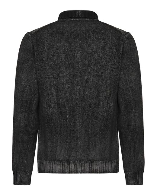 Dondup Black Ribbed Wool Sweater for men