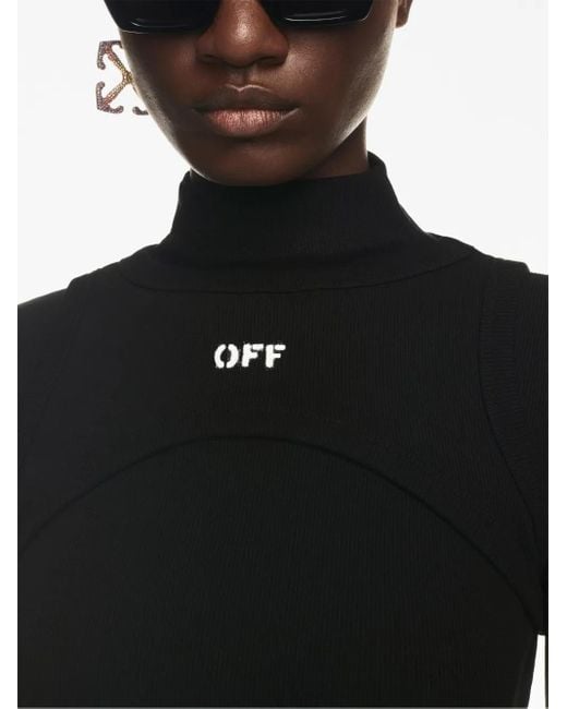 Off-White c/o Virgil Abloh Black Women Off Stamp Rib Round Long Dress