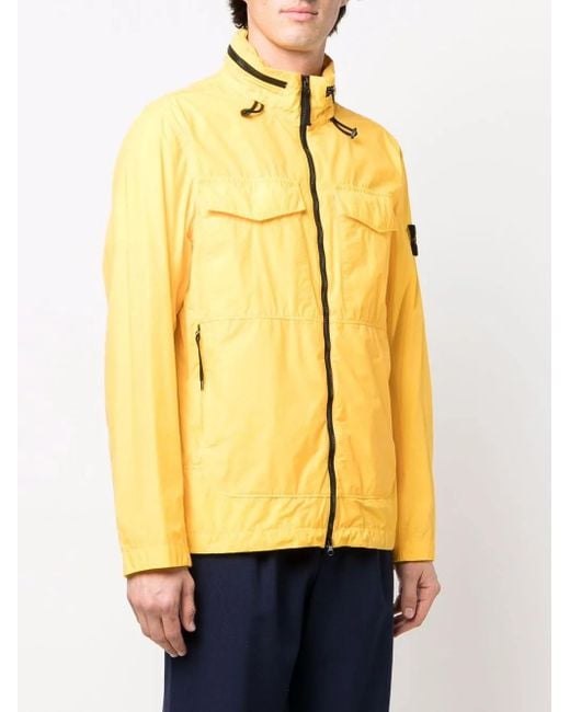 Stone Island Yellow Compass-Patch Zip-Up Jacket for men