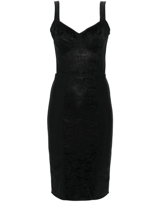 Dolce & Gabbana Black Floral-Lace Detail Dress