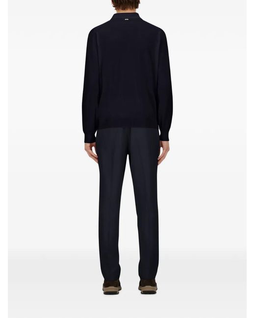 Herno Blue Pleated Water-Repellent Trousers for men