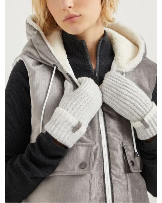 Brunello Cucinelli White Cashmere Gloves