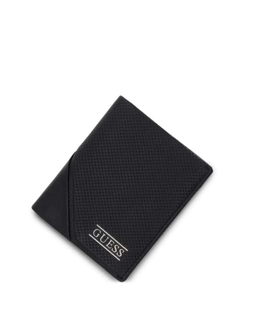 Guess Black Perforated Leather Wallet for men