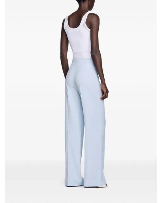 Sandro White Striped Sequin Trousers