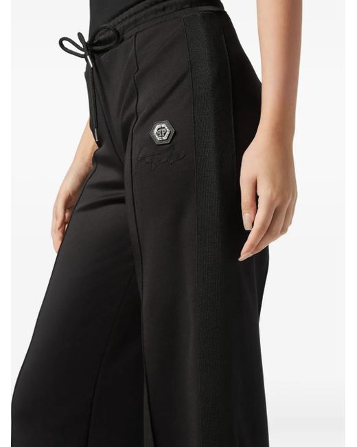 Philipp Plein Black Chenille Loose Pants Fatale