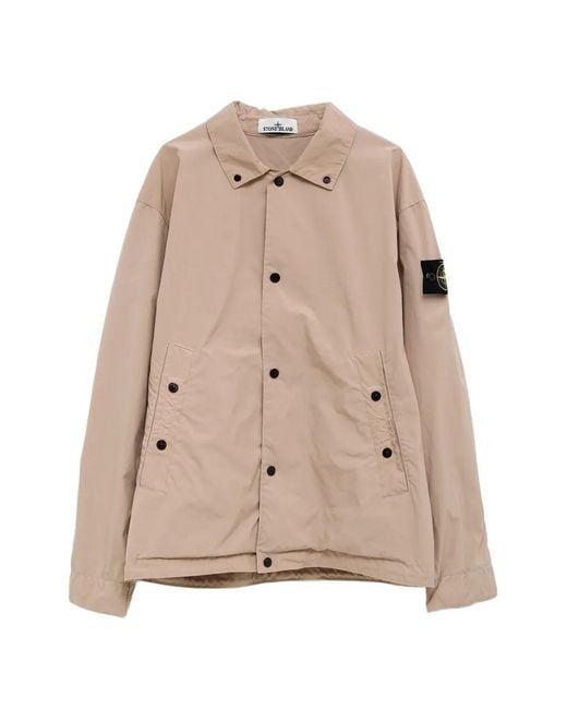 Chaqueta Con Parche De Botón Stone Island de hombre de color Natural