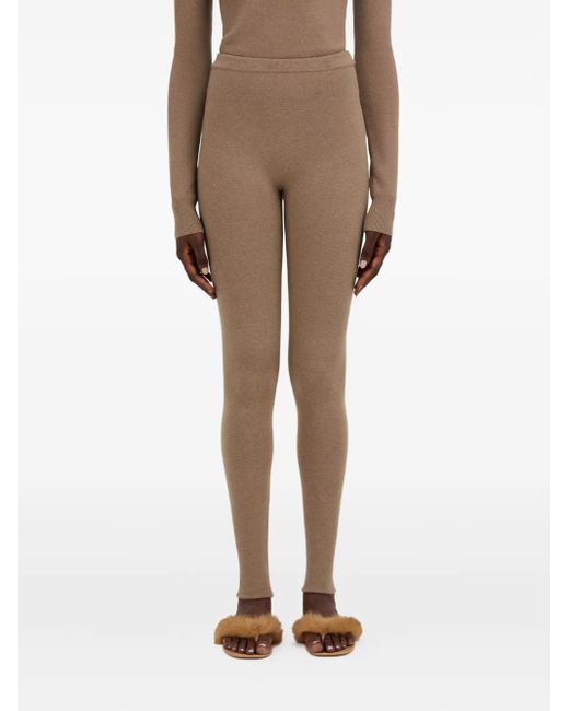 Ferragamo Natural Elasticated-Waistband Virgin-Wool Leggings