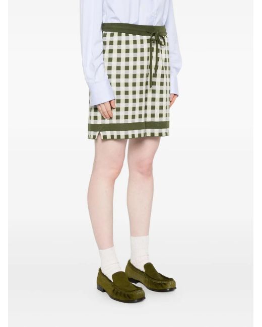 House Of Sunny Green Gingha-Check Drawstring Shorts