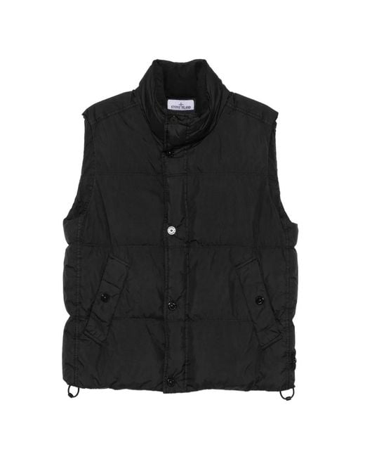 Stone Island Black Quilted Logo-Patch Gilet for men