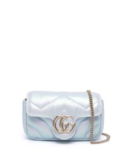 Gucci White GG Marmont Mini-Tasche