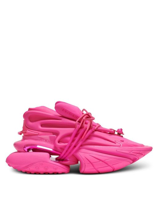 Balmain Pink Leather Unicorn Runner Sneakers