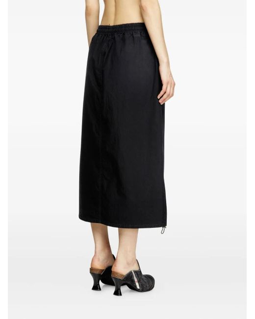 DIESEL Black Drawstring Midi Skirt