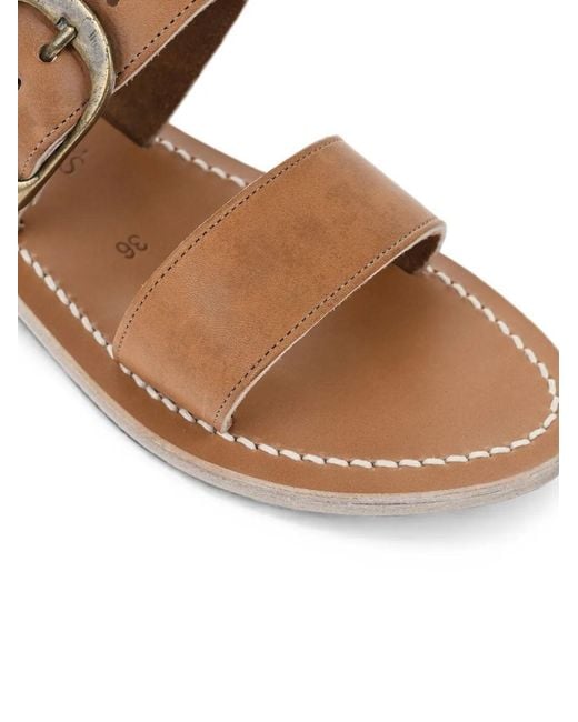 K. Jacques Brown Buckle-Fastening Leather Sandals