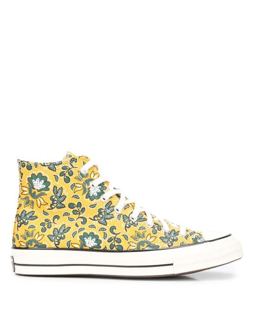 Converse Canvas Floral-print High-top Sneakers in Yellow for Men | Lyst