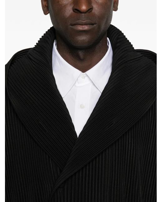 Homme Plissé Issey Miyake Black March Plissé Buttoned Jacket for men