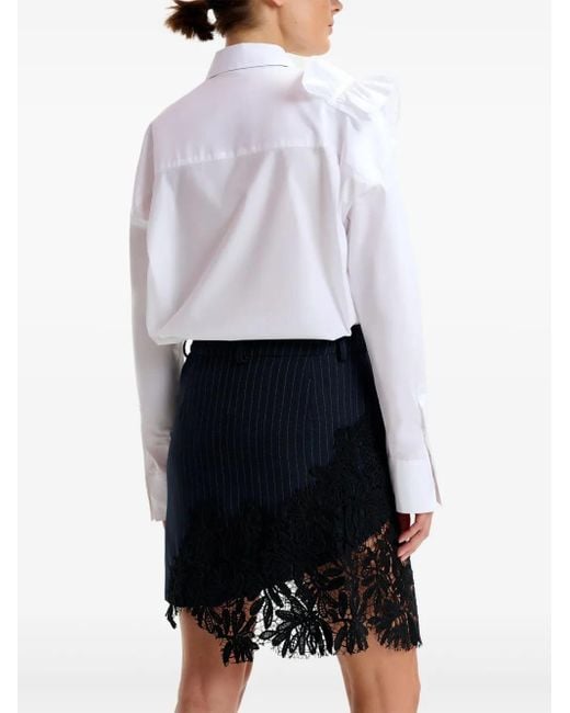 Essentiel Antwerp Asymmetrische Rok Met Kanten Afwerking En Krijtstreep in het Blue