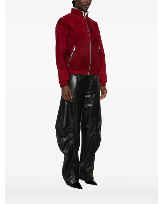 MITILIANE COUTURE Red Suede Zip-Up Jacket
