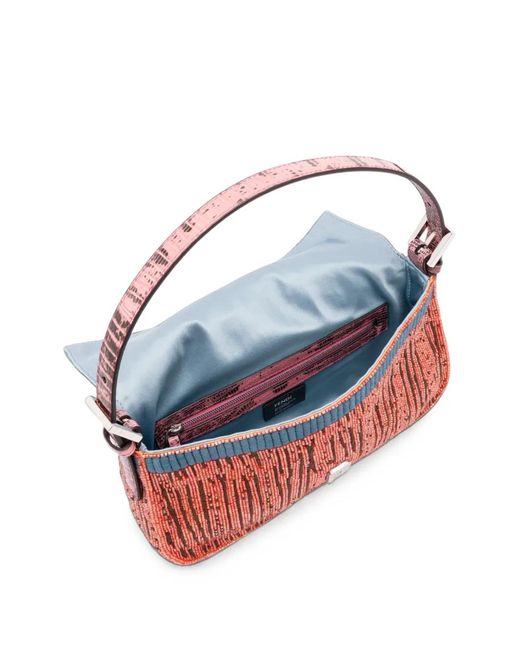 Fendi Green Baguette Bead-Embellished Shoulder Bag