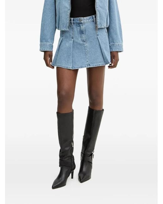 MICHAEL Michael Kors Blue Pleated Mini Denim Skirt