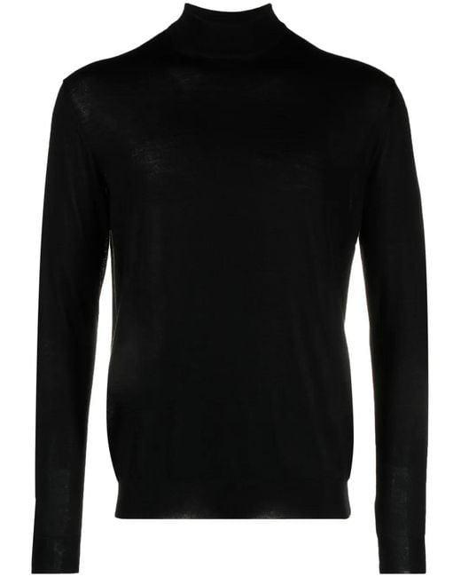 Malo Black Mock-Neck Sweater for men